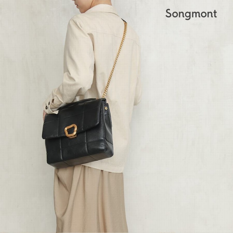 Songmont Large Chocolate Crossbody Taske Sort | 6410-GLKOV