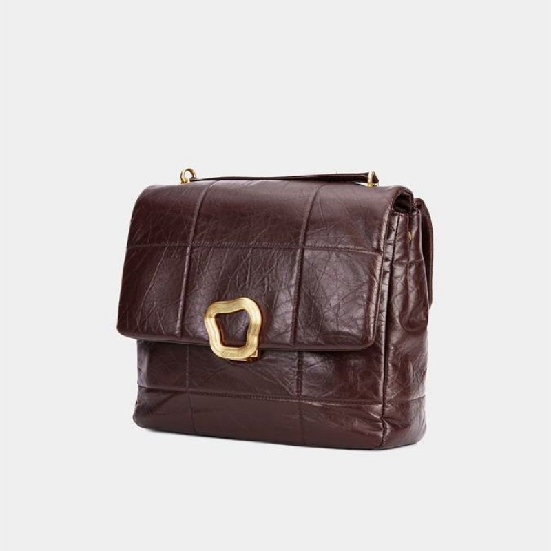 Songmont Large Chocolate Crossbody Taske Bordeaux | 8370-BDFEY